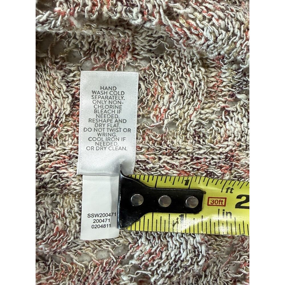 J Jill L Open Knit Crochet Sweater Pebbled Multi Speckled Diamond Pattern - Picture 9 of 9